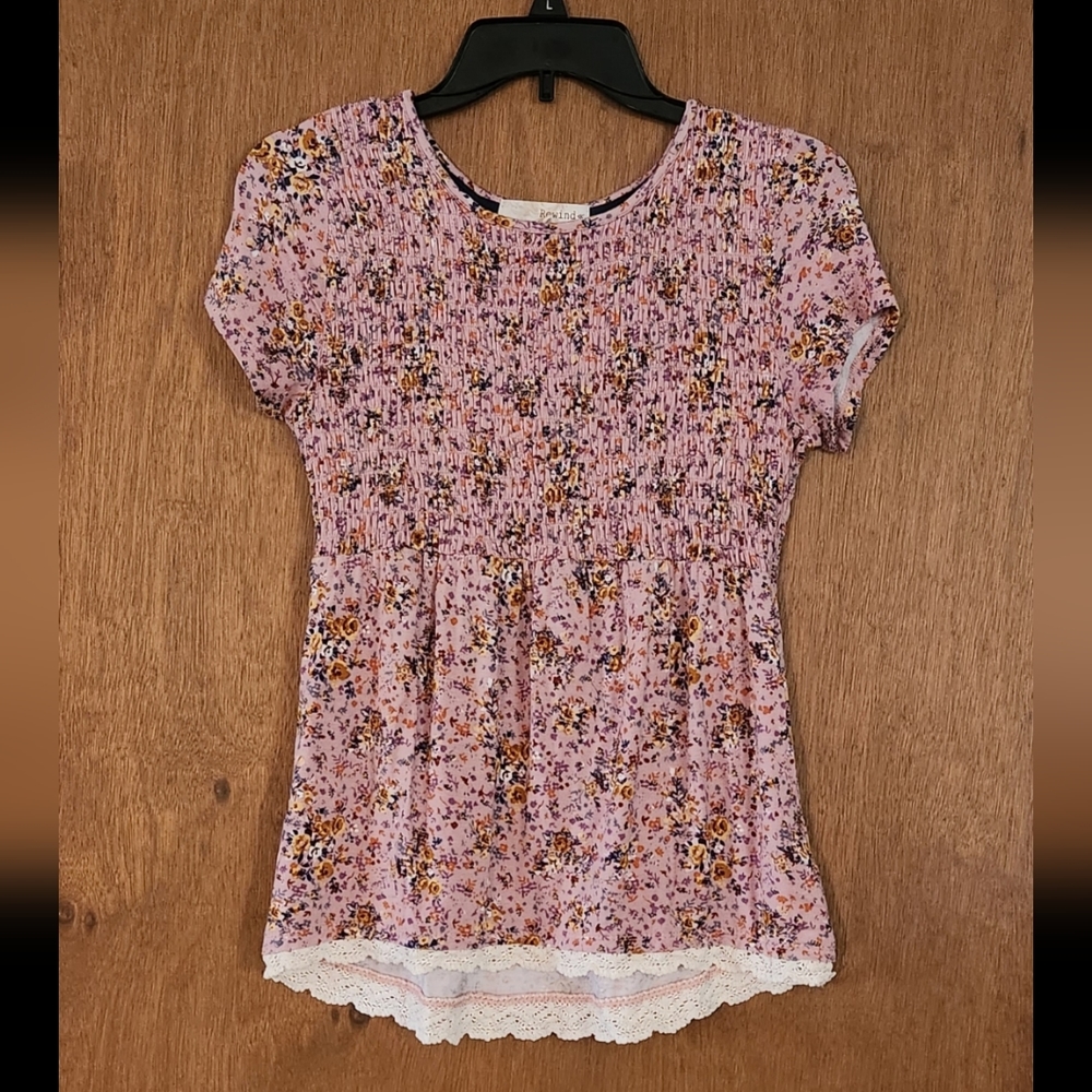 Rewind shirt, size small, color purple